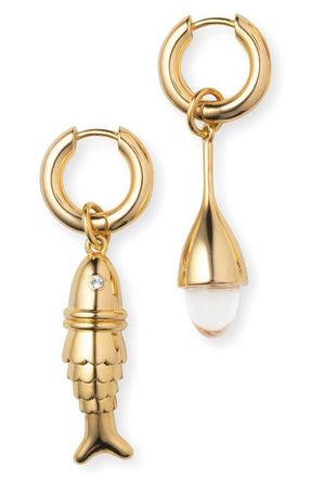 &Eacute;liou Costa Mismatched Charm Huggie Hoop Earrings in Gold at Nordstrom
