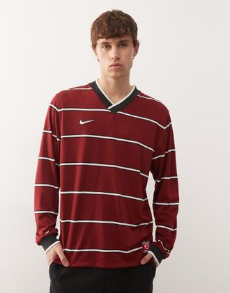 NIKE SPORTWEAR Maglietta a maniche lunghe bordeaux a righe-Rosso