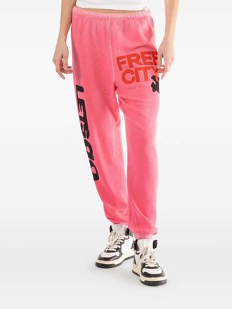 Freecity letters-print sweatpants - women - Cotton - S - Pink
