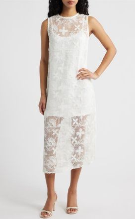 Lucy Paris Cara Lace Midi Dress in Cream at Nordstrom, Size X-Small