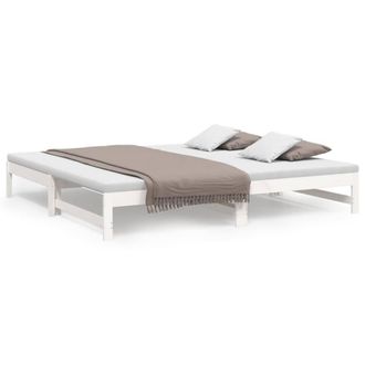 Berkfield Home Pull-out Day Bed White 2x(80x200) cm Solid Wood Pine