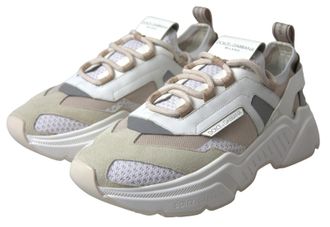 Dolce & Gabbana Womens Sneakers White Beige Leather Sport Daymaster Shoes