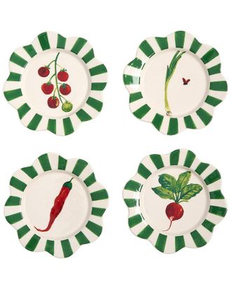 Two's Company Set Of 4 Vegetable Tidbit Plates