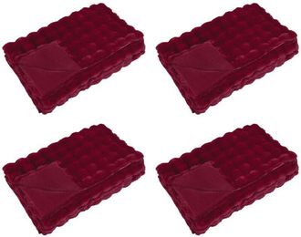 vidaXL Manta De Piel De Conejo Sint&eacute;tica 4 Pcs Rojo Burdeos Vidaxl