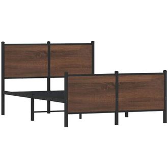 vidaXL Metal Bed Frame without Mattress Brown Oak 120x200 cm Vidaxl