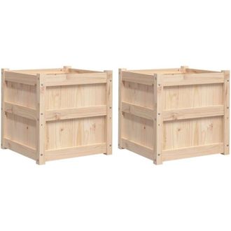 vidaXL Jardineras De Exterior 2 Unidades Madera Maciza De Pino Vidaxl
