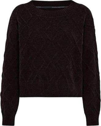 Roberto Ricci Design Velvet Fish Ronde Knit - Dames - Ronde hals truien - Bruin - XS - Polyester - Truien & Vesten