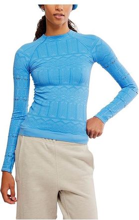 Free People Movement High Road Long Sleeve Layer Womens Clothing Light Cobalt : MD-LG (Womens 8-12), Elastane/Polyamide/Polyester