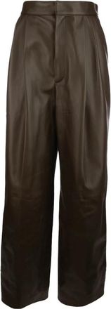 Bottega Veneta Lederbroek - Dames - Leren Broeken - Bruin - XS - Leer - Broeken