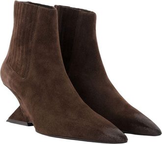 The Attico Womens Cheope Ankle Boots - The Attico Leather Brown Calfskin Shoes Ankle-Boots