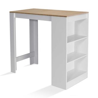 IDMarket Tavolo Alto Da Bar Barth Da 2 A 4 Persone Piano In Legno Bianco Imitazione Faggio