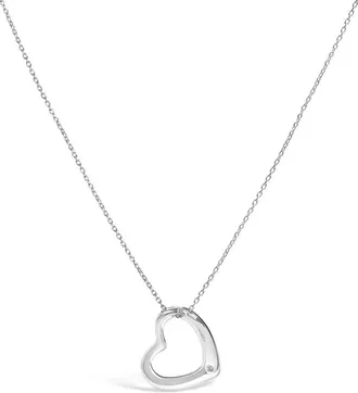 House of Brilliance Sterling Silver Bezel Set Diamond Accent Heart Pendant Necklace