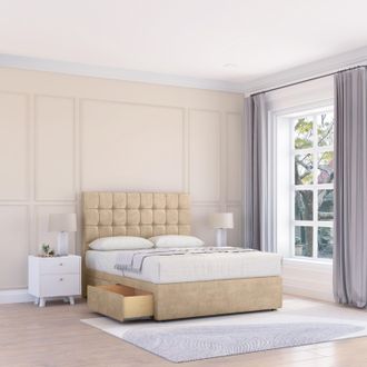 Sloomy Alabama Coniston Bed Set With No Drawers Mattress & 26 Headboard in Cream | Size: Small Single
