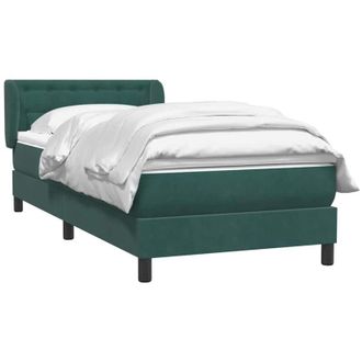 vidaXL Cama Box Spring Con Colch&oacute;n Terciopelo Verde Oscuro 80x220 Cm Vidaxl