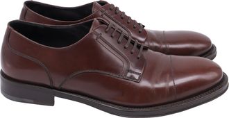 Ferragamo Cap-Toe Derby Shoes in Brown Leather