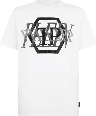 Philipp Plein Round Neck T-Shirt Logo Stones