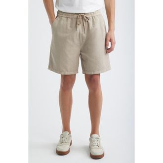 AllSaints Folgate Cotton & Linen Twill Shorts in Dune Brown at Nordstrom, Size Xx-Large