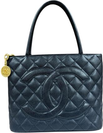 Chanel Black Grained Calfskin Tote Bag (Pre-Owned)