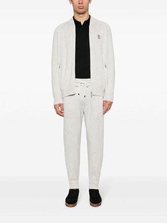 Brunello Cucinelli Mens Logo-Embroidery Cashmere Cardigan Aw23 M