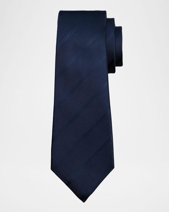 Kiton Men & apos;s Tonal Stripe Silk 7-Fold Tie
