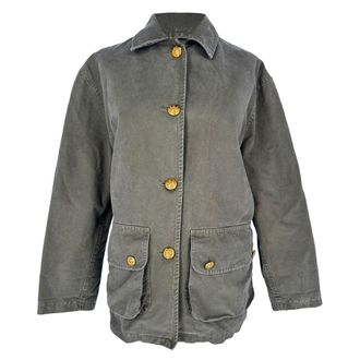 Nili Lotan Nili Lotan Connor Button-Down Denim Jacket in Olive Cotton