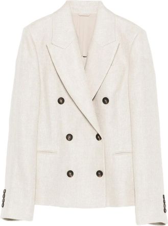 Brunello Cucinelli Blazer due bottoni a spina di pesce - Toni neutri