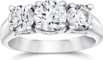 Pompeii3 1 3/8ct Three Stone Lab Grown Diamond Engagement Ring 14K White Gold Size Selectable