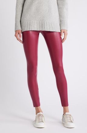 Commando Control Top Faux Leather Leggings in Raspberry at Nordstrom, Size Medium