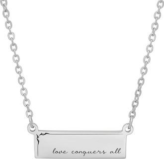 HMY Jewelry Stainless Steel Love Conquers All ID Pendant Necklace in Metallic at Nordstrom Rack