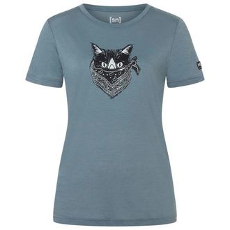 super.natural Bandito Cat Tee Merinoshirt f&uuml;r Damen | grau