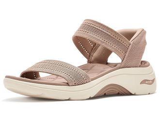 Skechers On-The-Go Hands Free Slip-ins GO Walk Arch Fit 2.0 Sandals Shiny Knit Womens Sandals Tan : 10 B - Medium, Synthetic