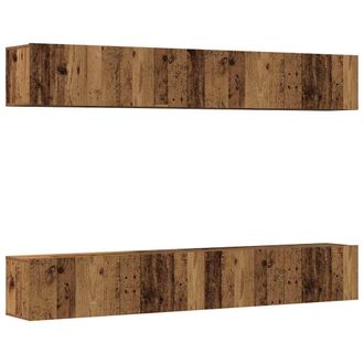 vidaXL Conjunto De 4 Piezas De Muebles Para Tv De Pared, Madera Antigua, 100x30x30 Cm Vidaxl