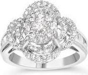 House of Brilliance 14K White Gold 1.0 Ctw Diamond Floral Cluster Quatrefoil Channel Set Band Cocktail Statement Ring at Nordstrom, Size 6.75