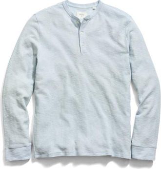 Billy Reid Slub Tuck Henley in Blue at Nordstrom, Size Xx-Large