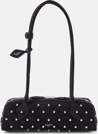 Alaia Le Teckel Small studded suede shoulder bag