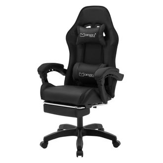 ML Design Silla gaming ergon&oacute;mica negra con reposap&iacute;es coj&iacute;n lumbar reposacabeza
