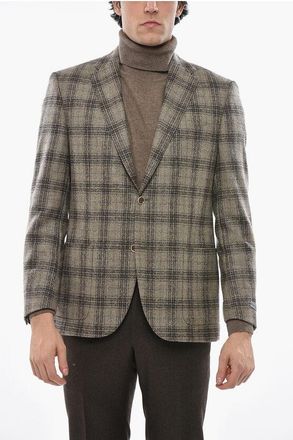 Nino Danieli District Check Motif Virgin Wool Blend Blazer size 50