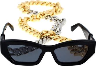 Stella McCartney Dikke Cat-Eye Zonnebril met Gouden Studs - Dames - Zonnebrillen - Zwart - 54 MM - Accessoires