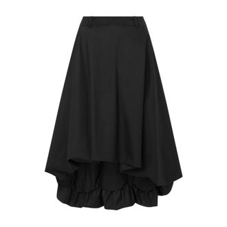 Moschino Rokken, Dames, Zwart, S, Katoen, Asymmetrische Geplooide Midi Rok