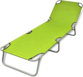 vidaXL Folding Sun Lounger Powder-coated Steel Apple Green vidaXL