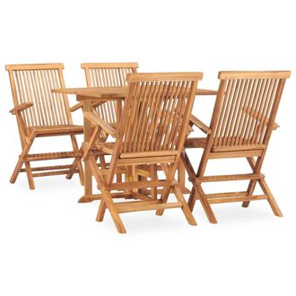 Berkfield Home 5 Piece Folding Outdoor Dining Set Solid Teak Wood in Brown