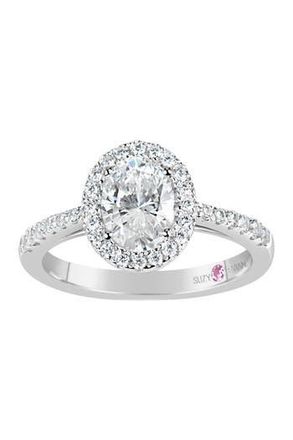 Suzy Levian Sterling Silver Oval CZ Engagement Ring in White at Nordstrom Rack, Size 8.5