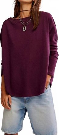 Free People Latte Blues Solid Thermal Sweater In Chocolate Grape