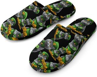 Generic St Day Patricks Cat Shamrock Mens Flannel Slipper Soft Comfy House Shoes Non Slip Winter Warm Indoor Outdoor Slippers