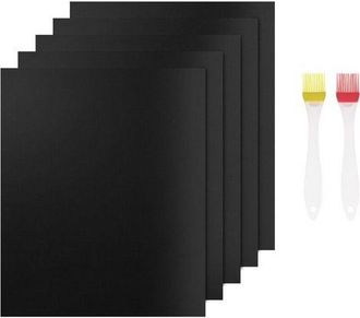 OEM Set Di 5 Tappetini Riutilizzabili Per Barbecue E Forno - Tappetini Antiaderenti Da Cucina 40 X 33 Cm - Adatti Per Barbecue A Gas, A Carbone Ed Elettri