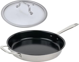 alva Maestro Nonstick Stainless Steel Frying Pan with Lid in 11 Inch at Nordstrom