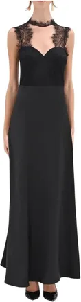 Rinascimento Kleedjes, Dames, Zwart, M, Polyester, Lange Bustier Jurk van Kant