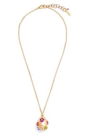 Kurt Geiger Floral Egg Pendant Necklace in Multi at Nordstrom Rack