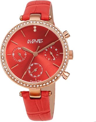 August Steiner Quartz Diamond Red Dial Ladies Watch AS8288RD