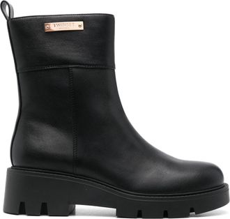 Twin-Set logo-plaque boots - women - Other fibres - 40 - Black